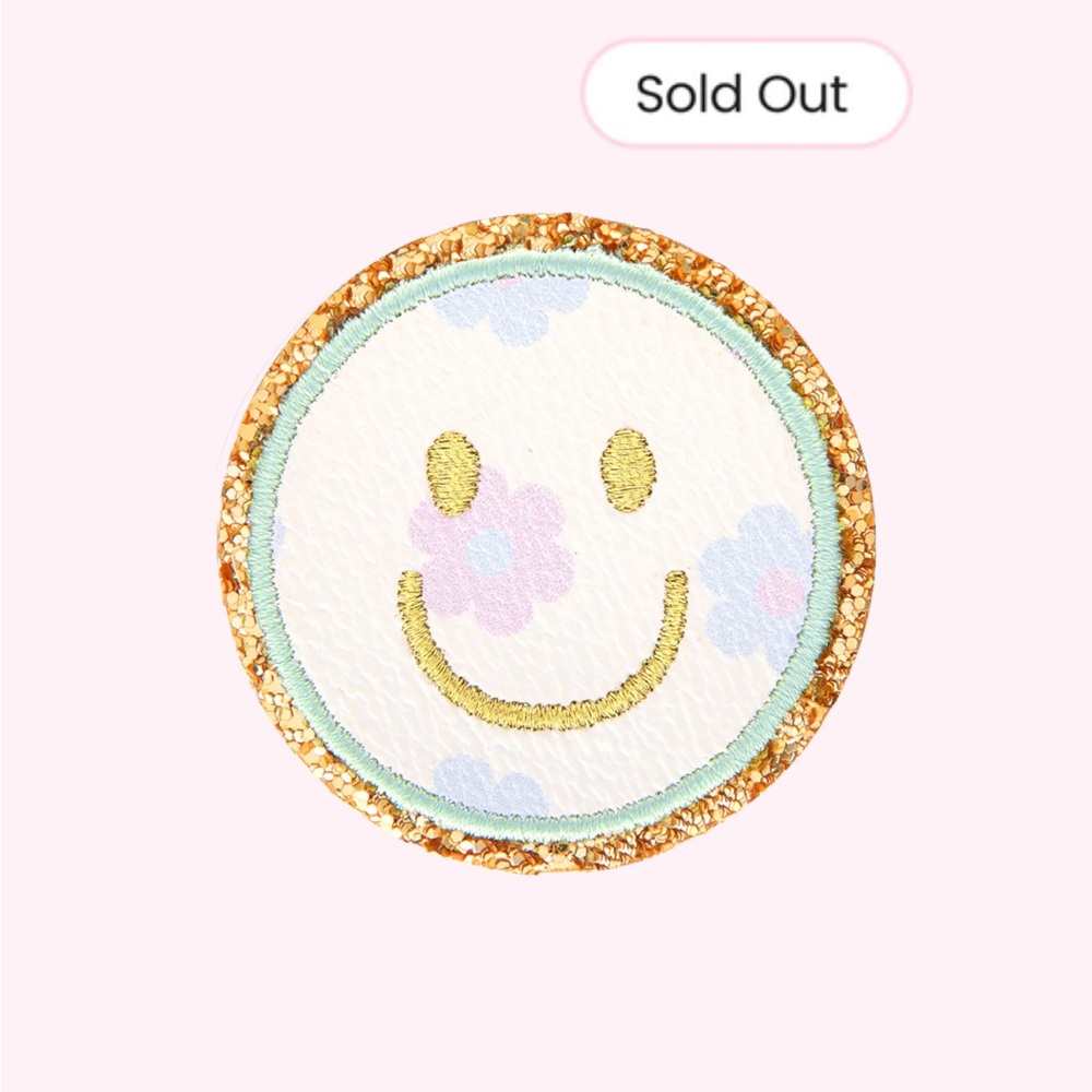 🌸Stoney Clover Lane | Hello Spring | Floral Glitter Smiley Face Patch | SCL🌸